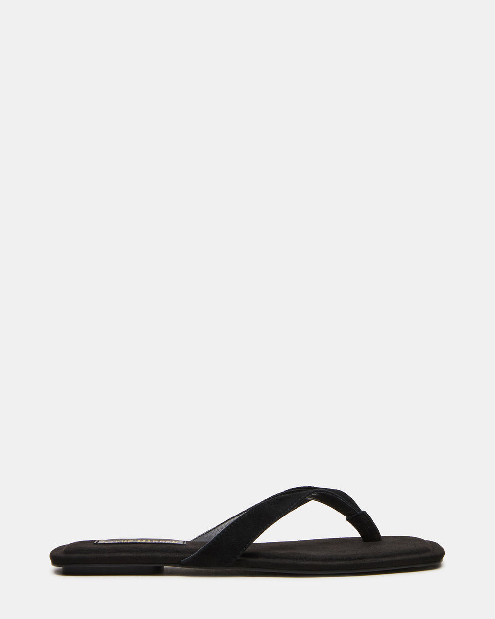 TRELLA Black Suede Square-Toe Thong Women's Sandal | Steve Madden outlet