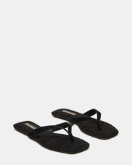 TRELLA Black Suede Square-Toe Thong Women's Sandal | Steve Madden outlet