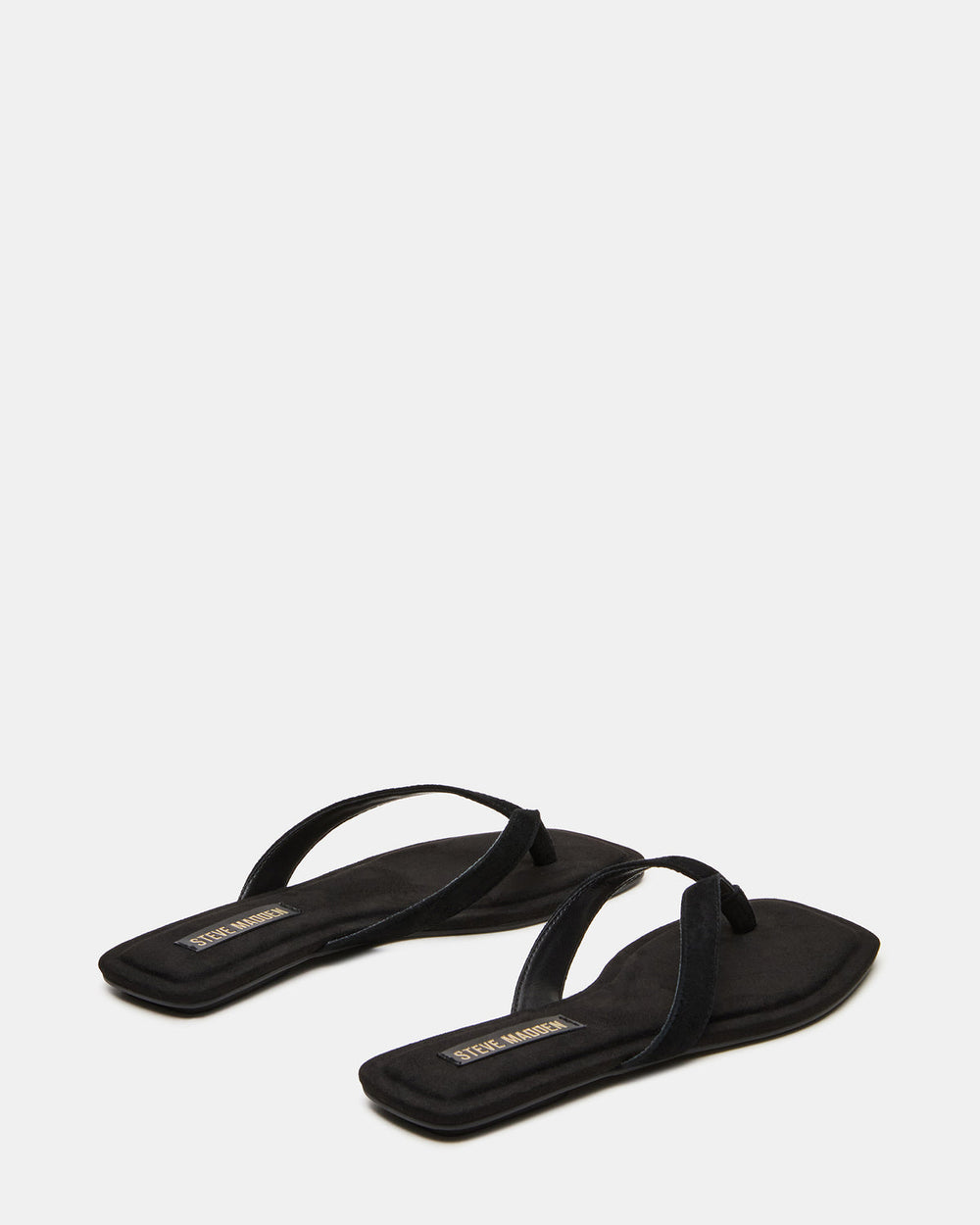 TRELLA Black Suede Square-Toe Thong Women's Sandal | Steve Madden outlet