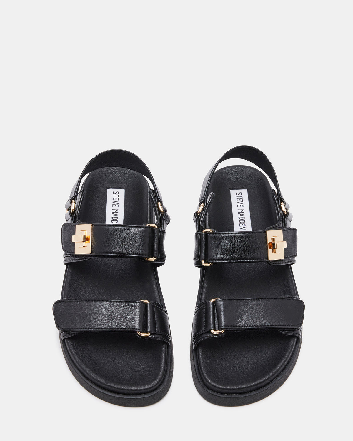 MONA Black Leather Flatform Women's Sandal | Steve Madden on Sale