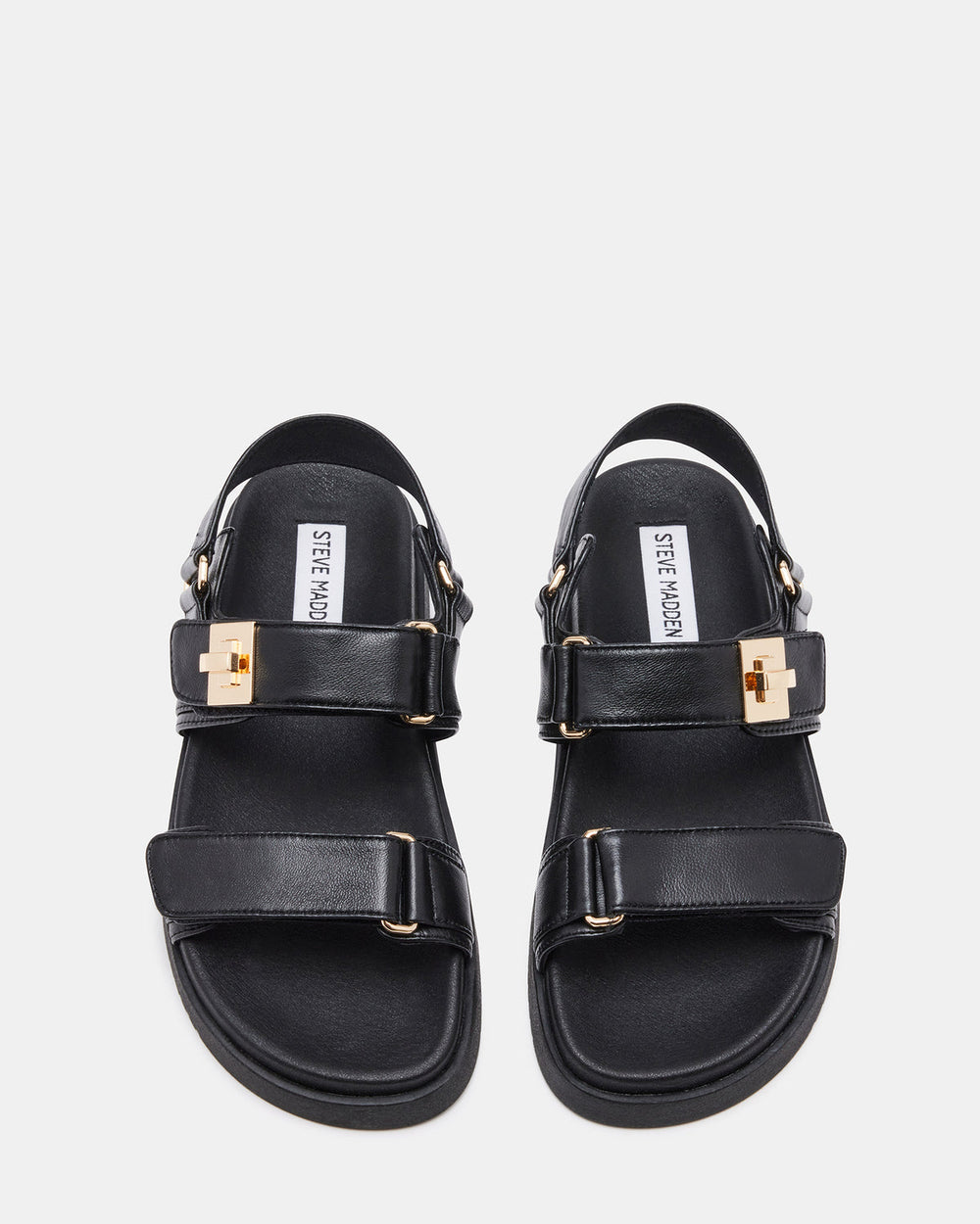 MONA Black Leather Flatform Women's Sandal | Steve Madden on Sale