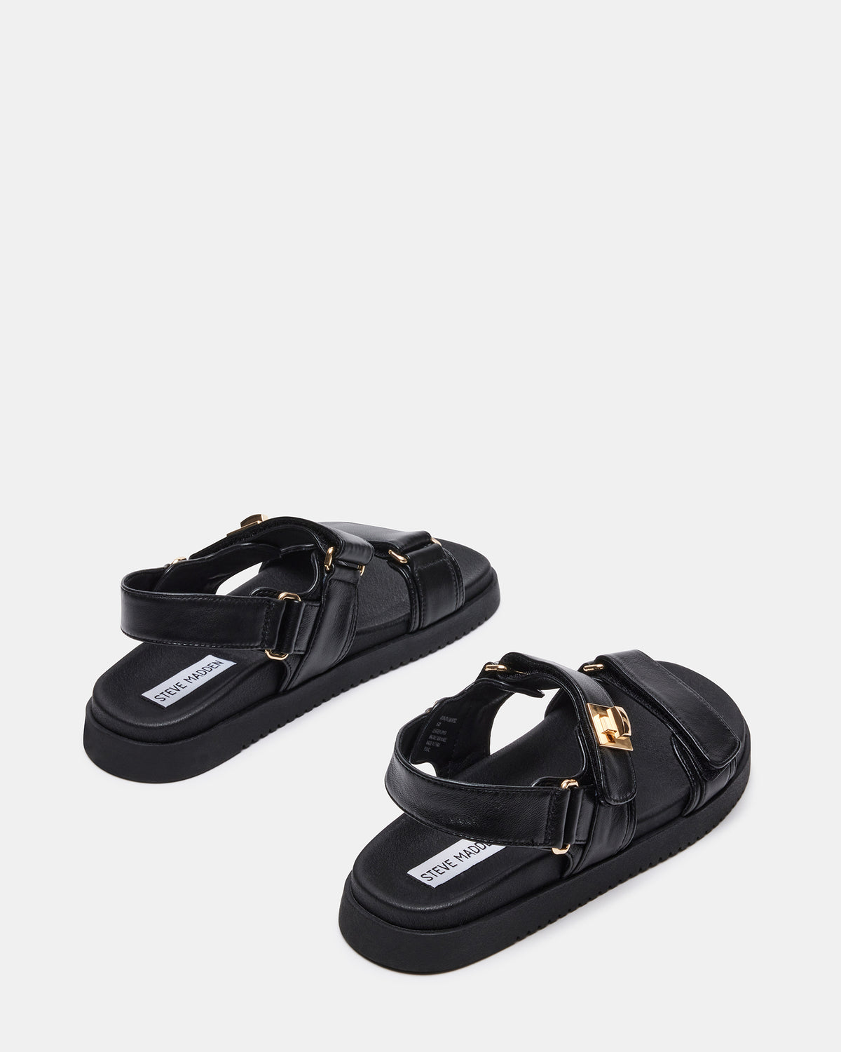 MONA Black Leather Flatform Women's Sandal | Steve Madden on Sale
