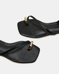 ODYSSEY Black Leather Strappy Square-Toe Women Sandal | Steve Madden discount