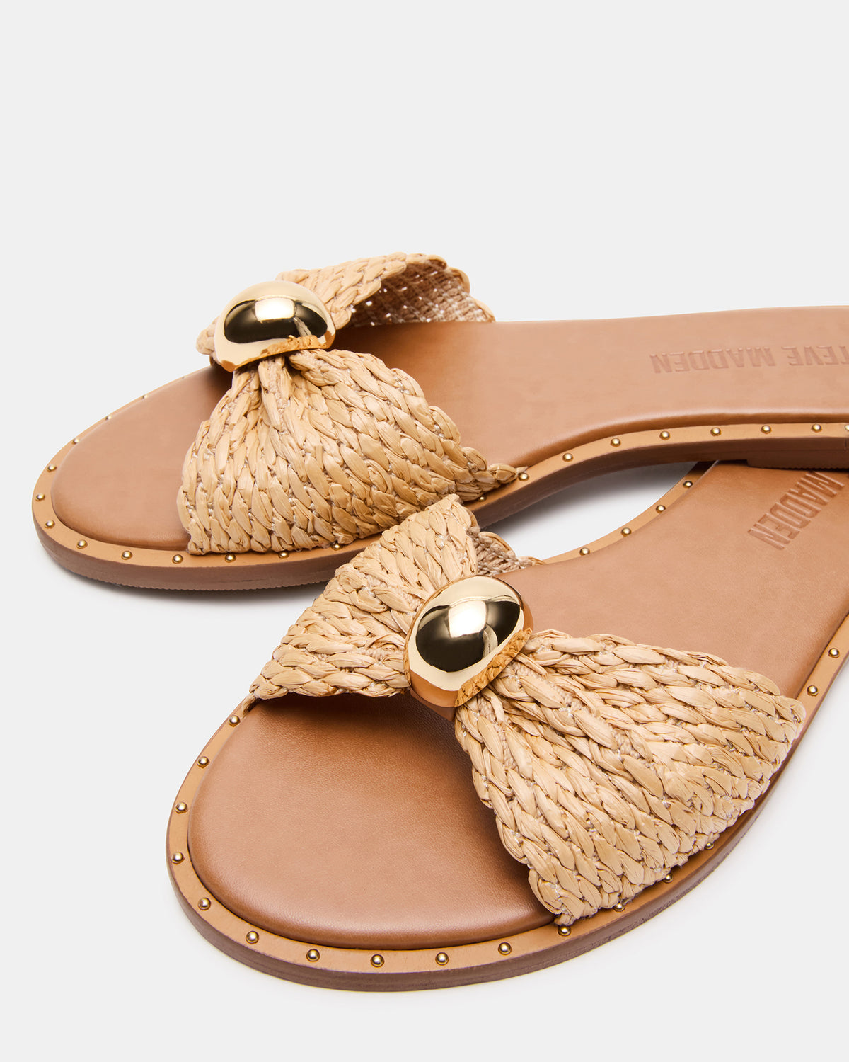 DIPSY Natural Raffia Slide Rounded Toe Women's Sandal | Steve Madden US