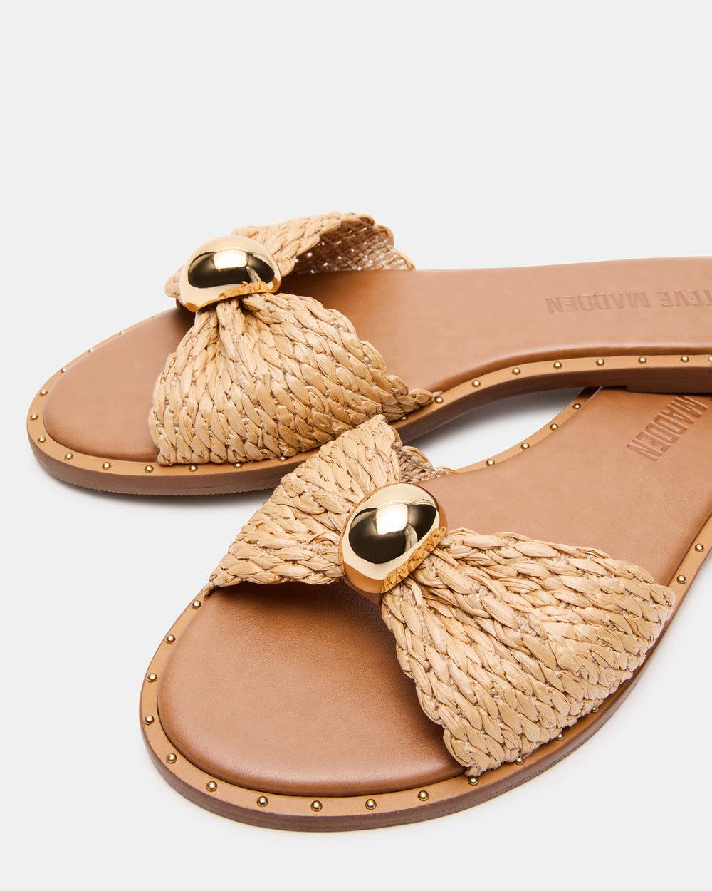 DIPSY Natural Raffia Slide Rounded Toe Women's Sandal | Steve Madden US