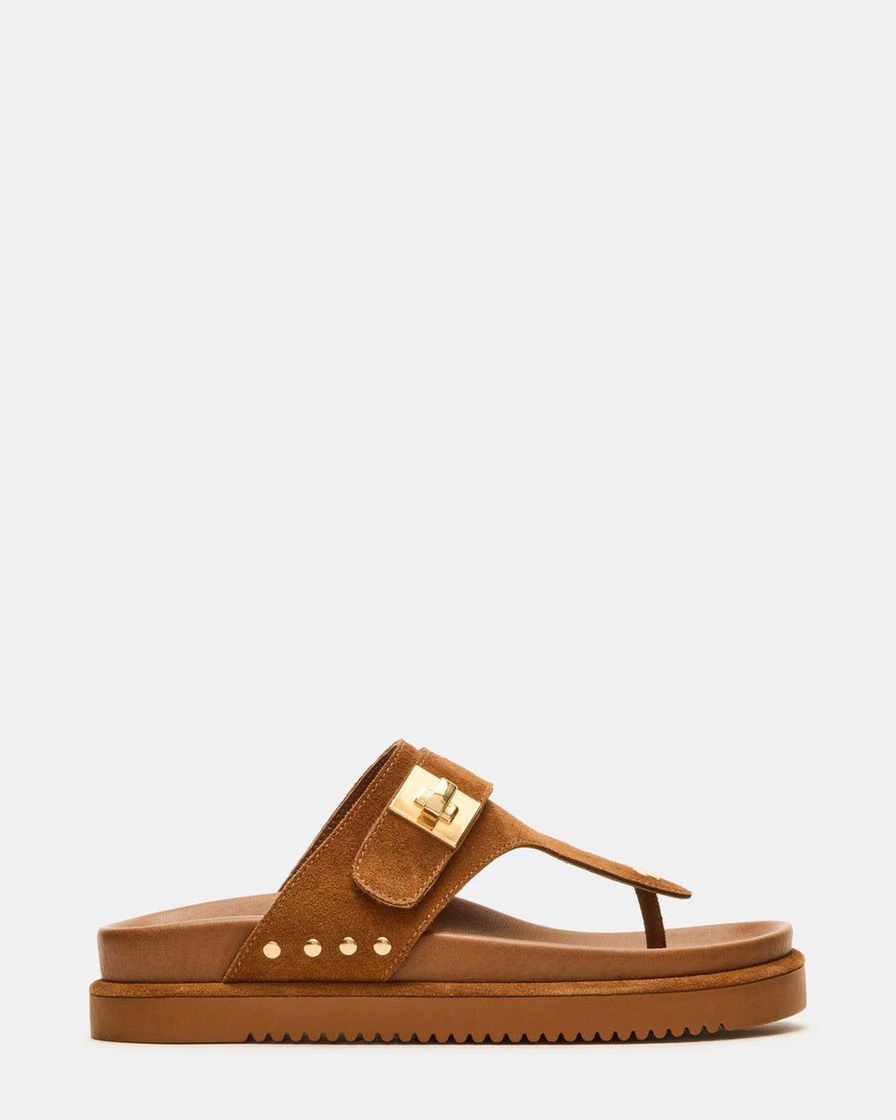 THONA Chestnut Suede Women's Flatform Thong Sandal | Steve Madden Sale