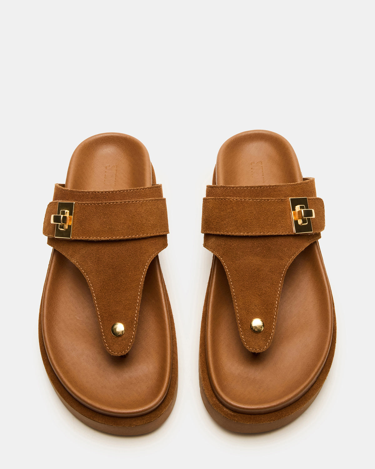 THONA Chestnut Suede Women's Flatform Thong Sandal | Steve Madden Sale