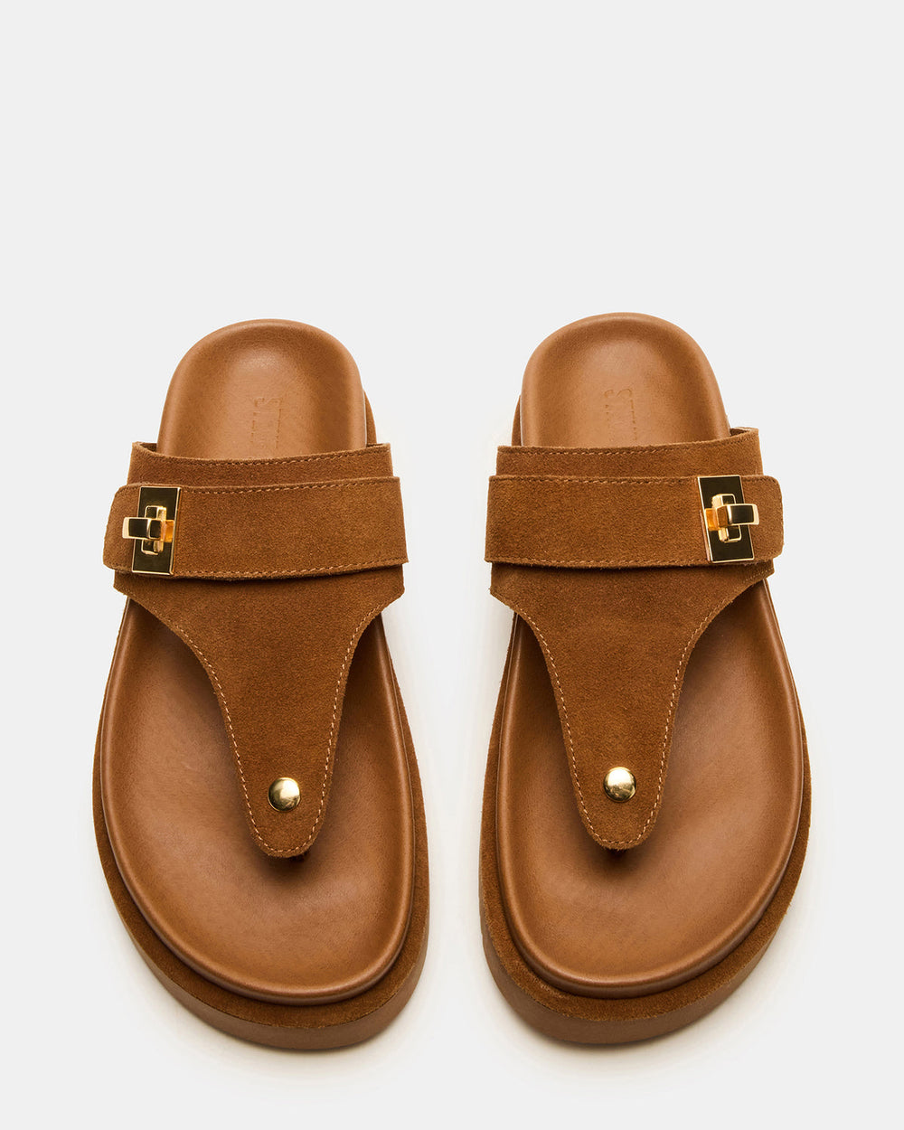 THONA Chestnut Suede Women's Flatform Thong Sandal | Steve Madden Sale