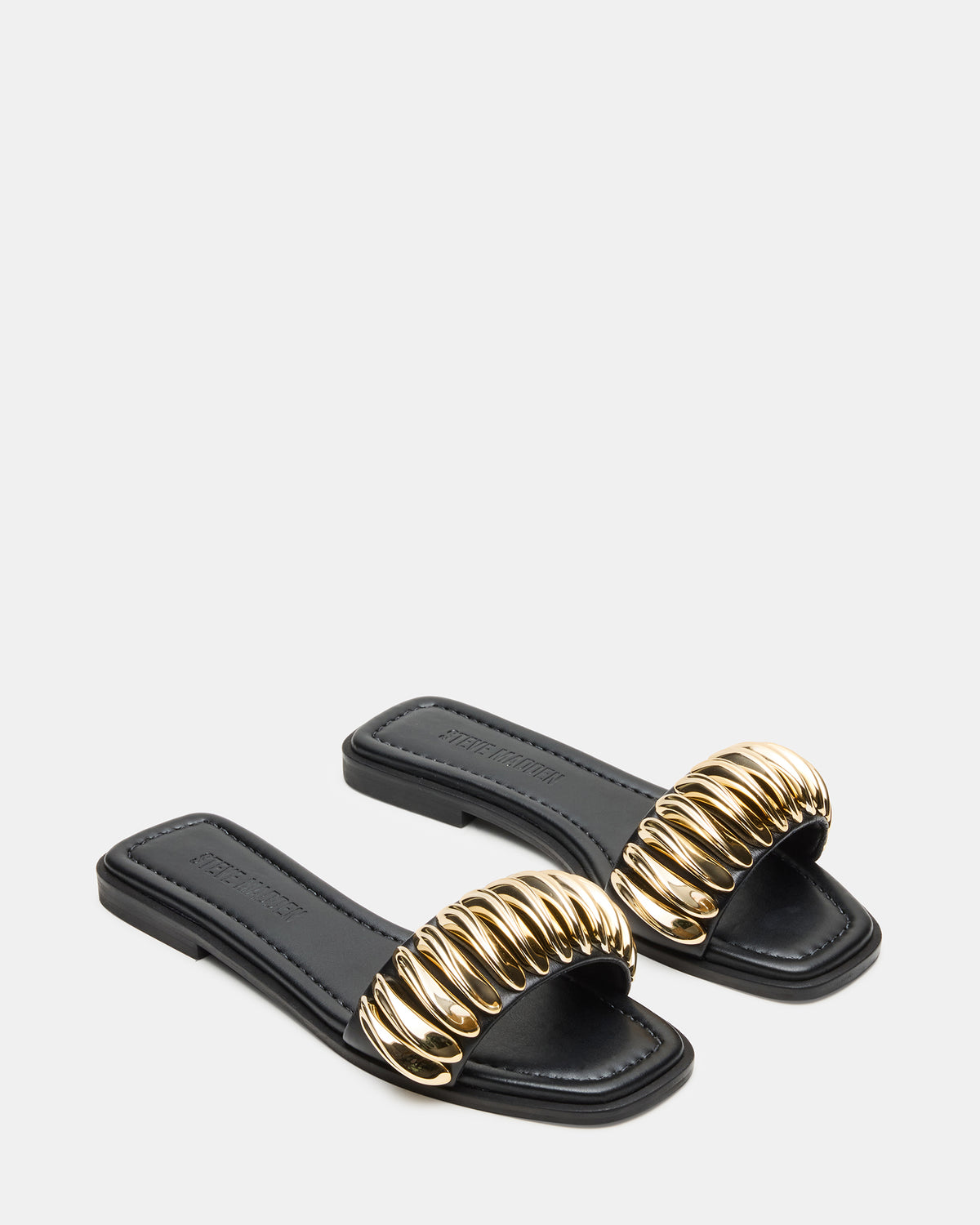 TETRIS Black Square-Toe Slide Women's Sandal | Steve Madden for Sale