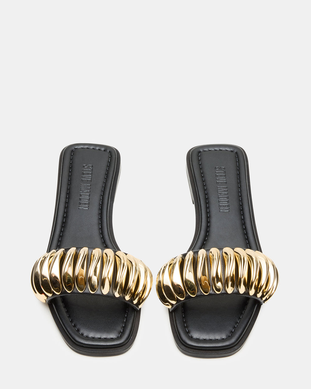 TETRIS Black Square-Toe Slide Women's Sandal | Steve Madden for Sale