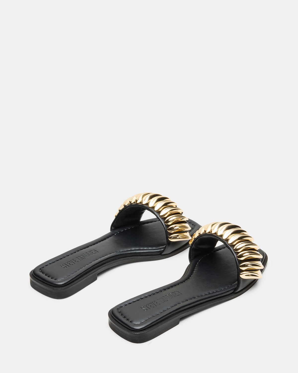 TETRIS Black Square-Toe Slide Women's Sandal | Steve Madden for Sale
