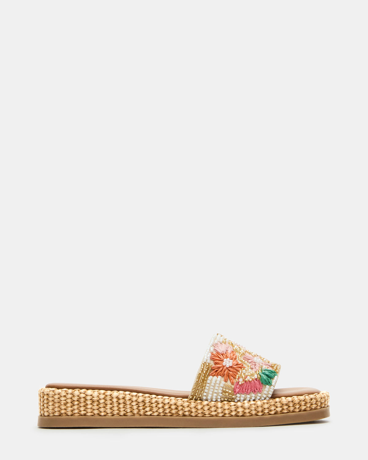 BOARDWALK Floral Multi Women's Raffia Slides | Steve Madden on Sale