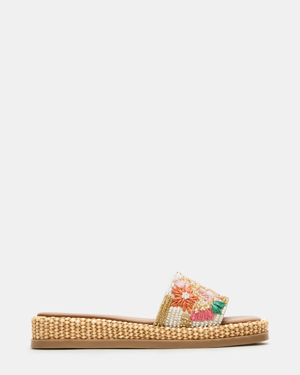 BOARDWALK Floral Multi Women's Raffia Slides | Steve Madden on Sale