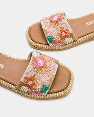 BOARDWALK Floral Multi Women's Raffia Slides | Steve Madden on Sale