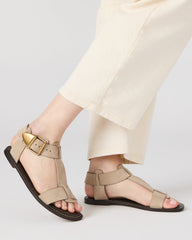 BRAZINN Taupe Nubuck Strappy Flat Sandal Women's Sandal | Steve Madden discount