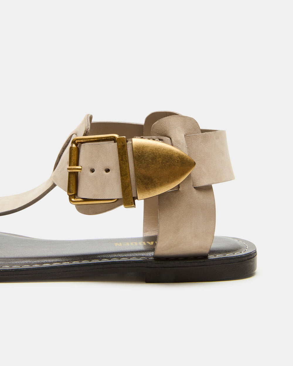 BRAZINN Taupe Nubuck Strappy Flat Sandal Women's Sandal | Steve Madden discount