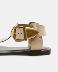 BRAZINN Taupe Nubuck Strappy Flat Sandal Women's Sandal | Steve Madden discount