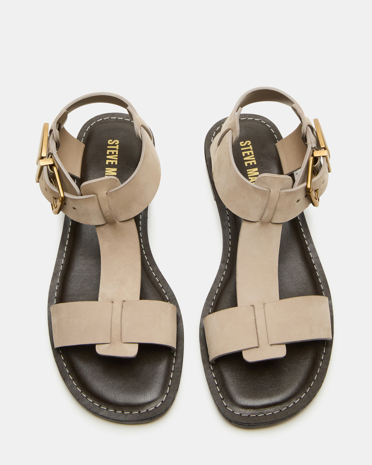 BRAZINN Taupe Nubuck Strappy Flat Sandal Women's Sandal | Steve Madden discount