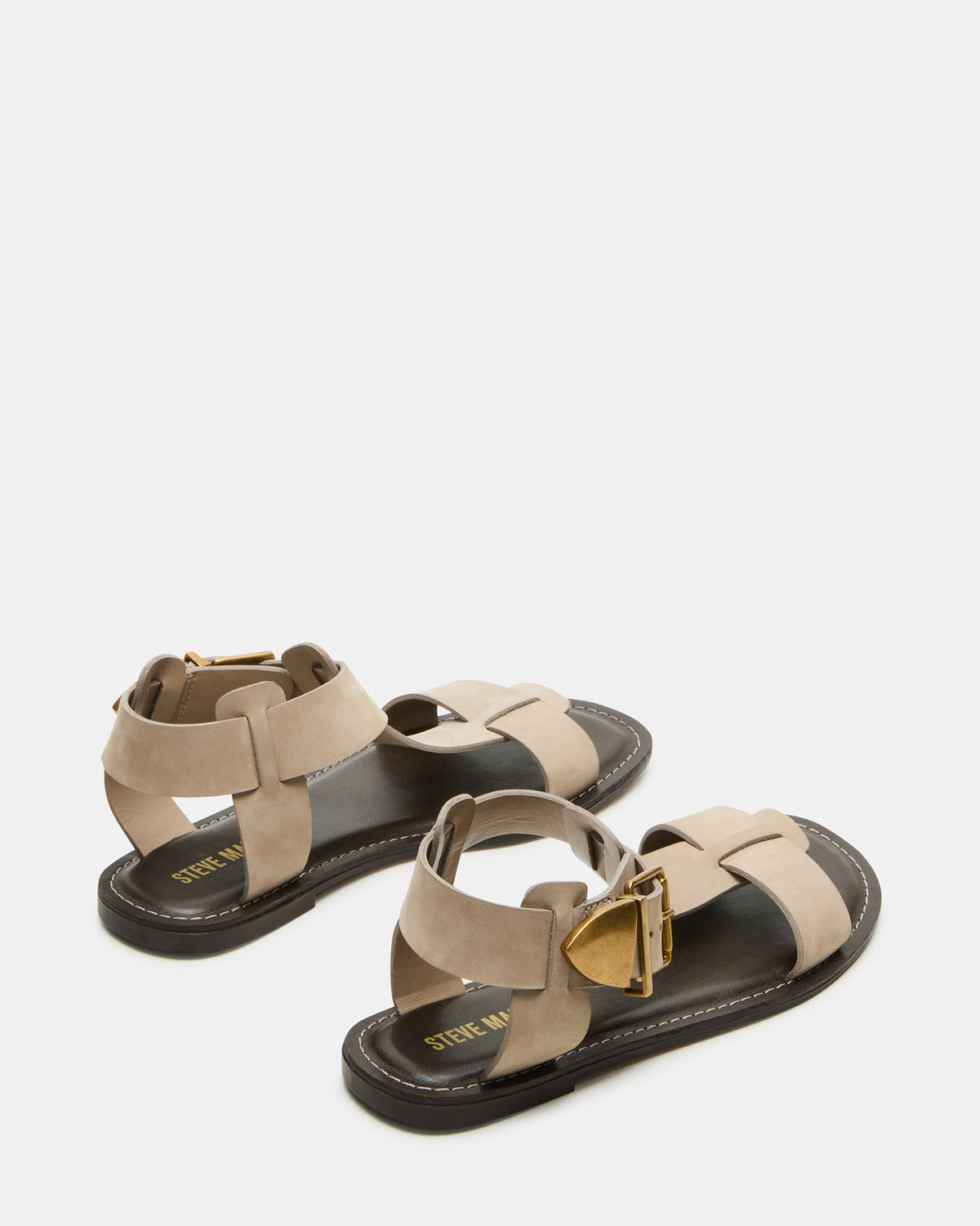 BRAZINN Taupe Nubuck Strappy Flat Sandal Women's Sandal | Steve Madden discount