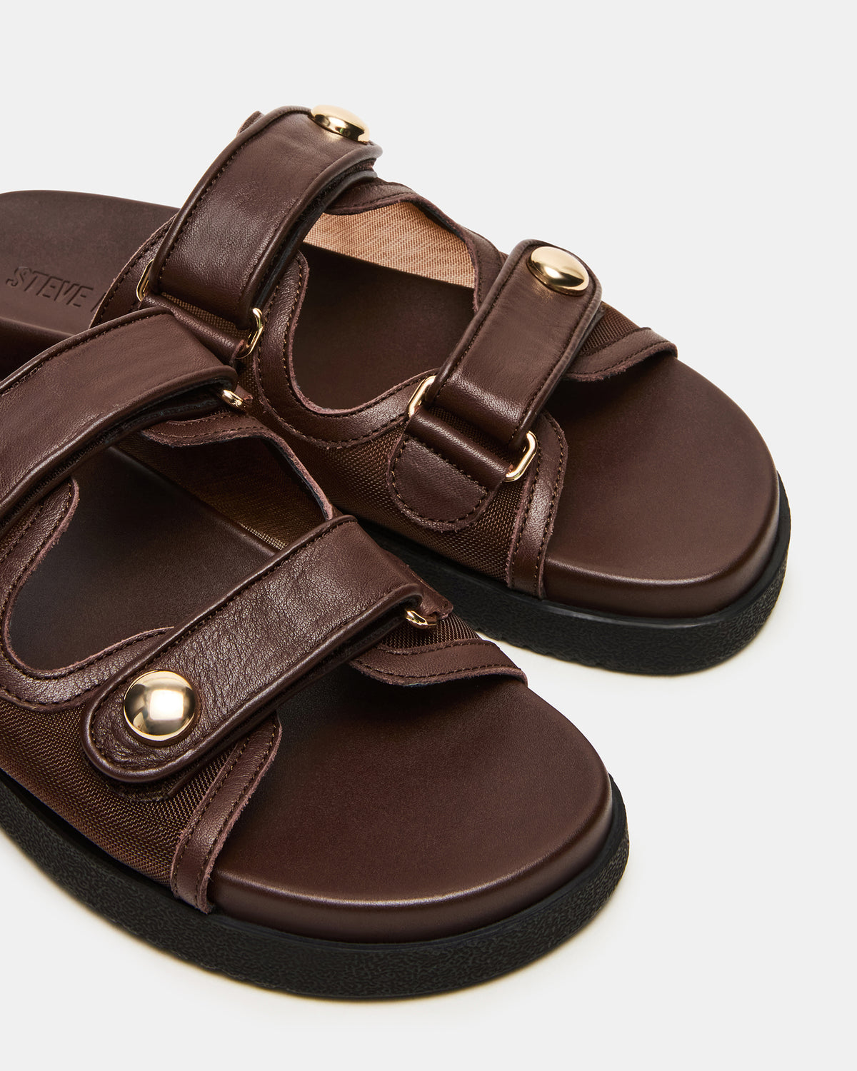 ATHENS Brown Mesh Slide Footbed Flatform Women's Sandal | Steve Madden Sale