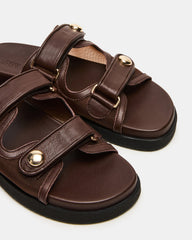 ATHENS Brown Mesh Slide Footbed Flatform Women's Sandal | Steve Madden Sale