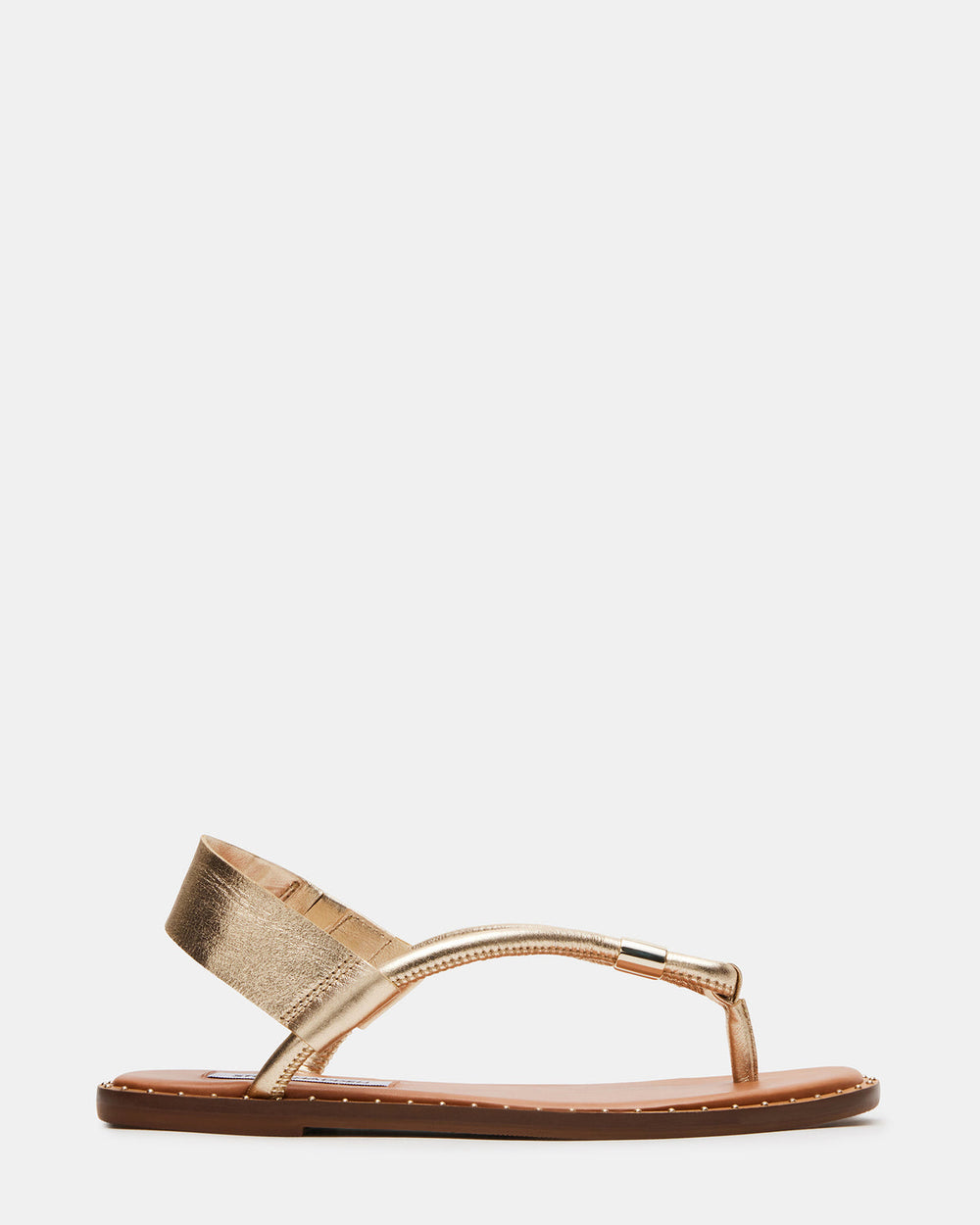 MEDUZA Gold Leather Women's Studded Thong Sandal | Steve Madden on Sale