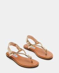 MEDUZA Gold Leather Women's Studded Thong Sandal | Steve Madden on Sale