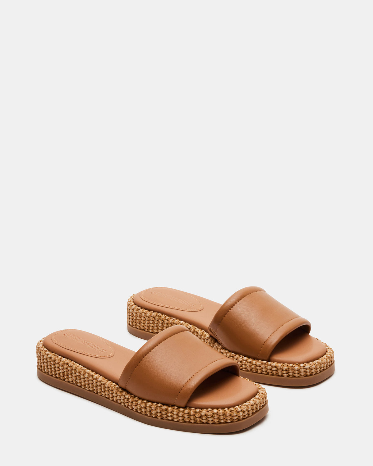 BOARDWALK Tan Leather Women's Raffia Slides | Steve Madden near me
