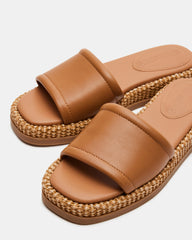 BOARDWALK Tan Leather Women's Raffia Slides | Steve Madden near me