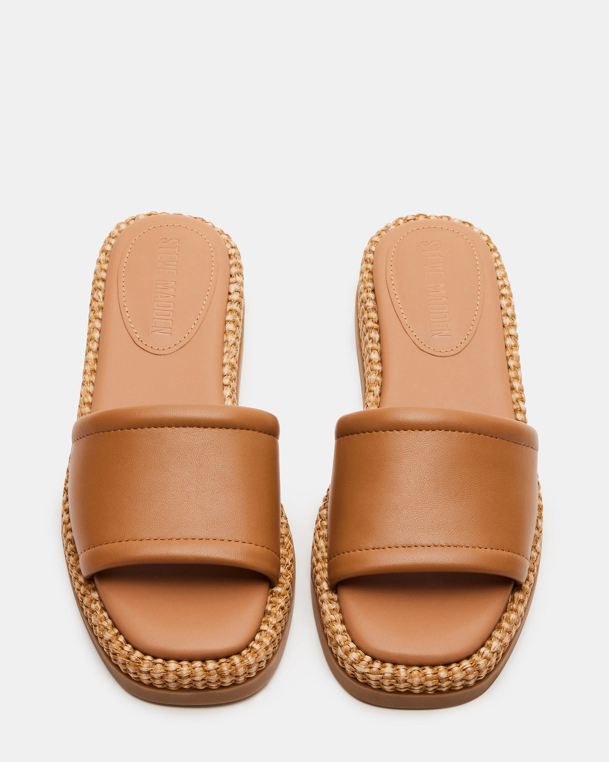 BOARDWALK Tan Leather Women's Raffia Slides | Steve Madden near me