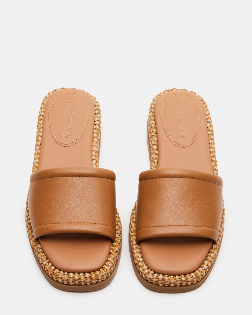 BOARDWALK Tan Leather Women's Raffia Slides | Steve Madden near me