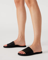 KAYA Black Leather Slide Sandal | Women's Sandals | Steve Madden US