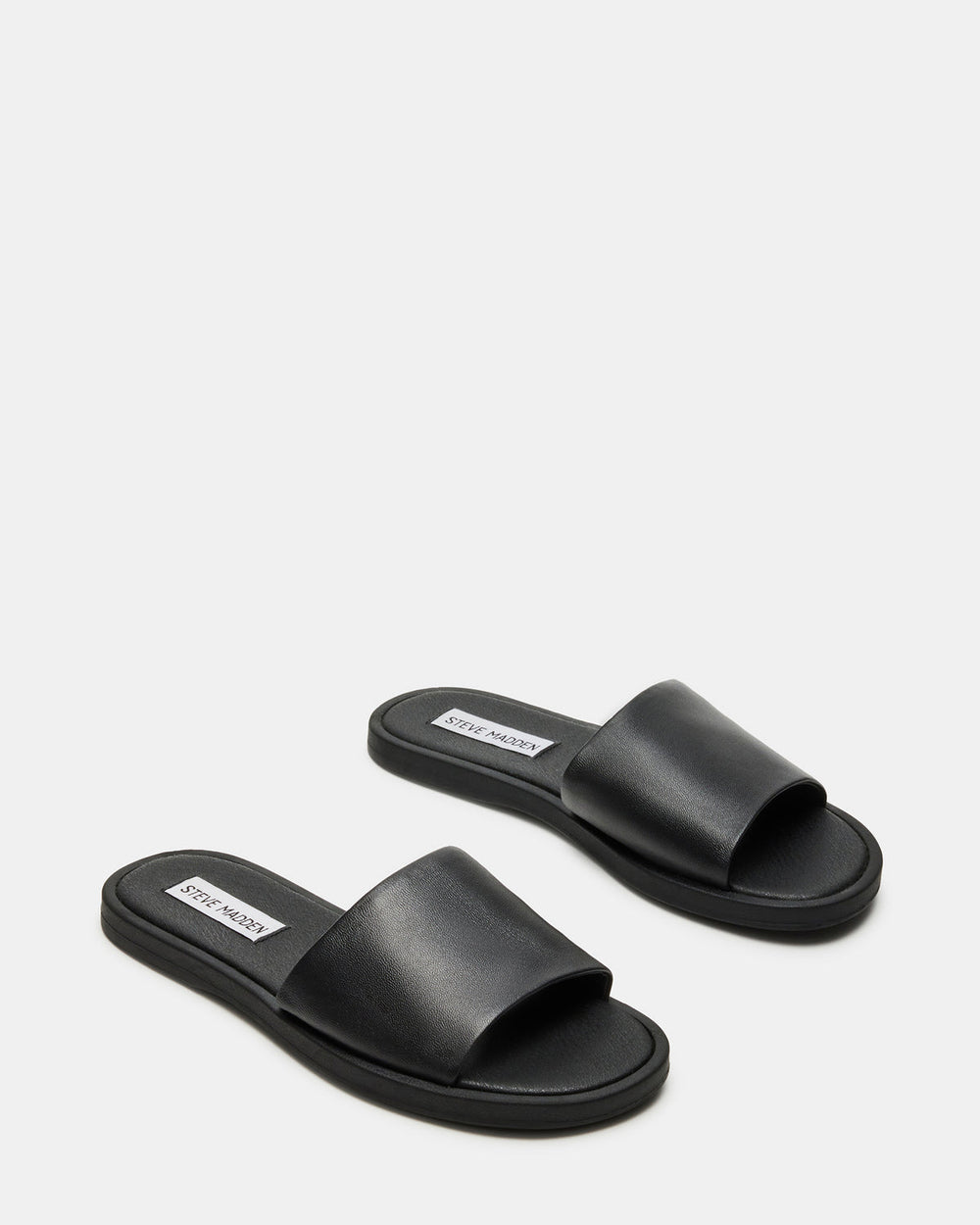 KAYA Black Leather Slide Sandal | Women's Sandals | Steve Madden US