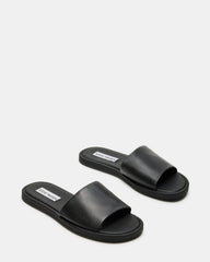 KAYA Black Leather Slide Sandal | Women's Sandals | Steve Madden US