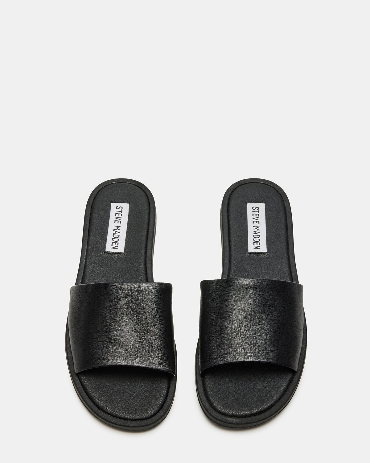 KAYA Black Leather Slide Sandal | Women's Sandals | Steve Madden US