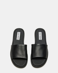KAYA Black Leather Slide Sandal | Women's Sandals | Steve Madden US