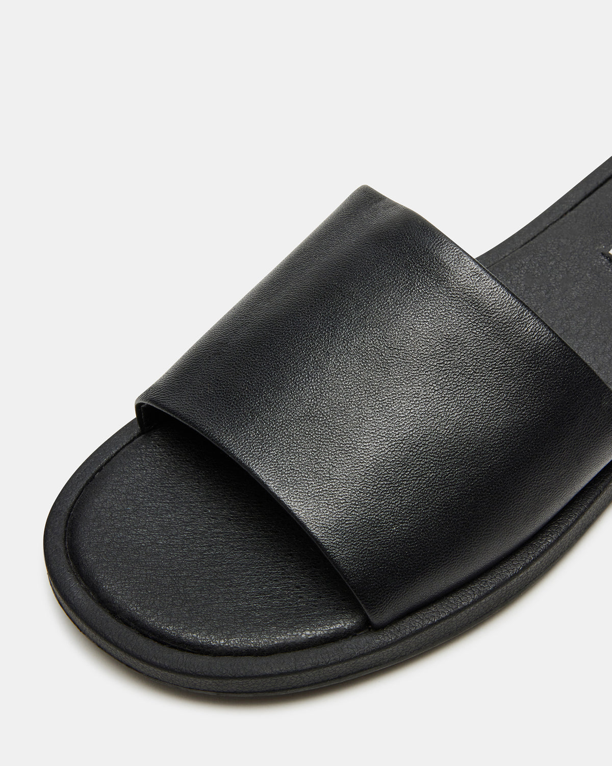 KAYA Black Leather Slide Sandal | Women's Sandals | Steve Madden US
