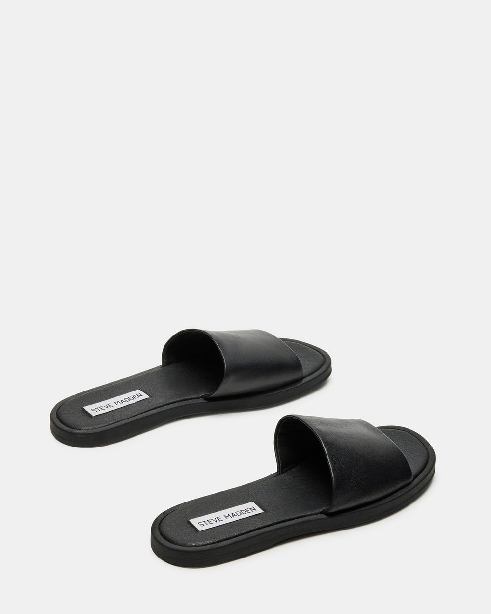 KAYA Black Leather Slide Sandal | Women's Sandals | Steve Madden US