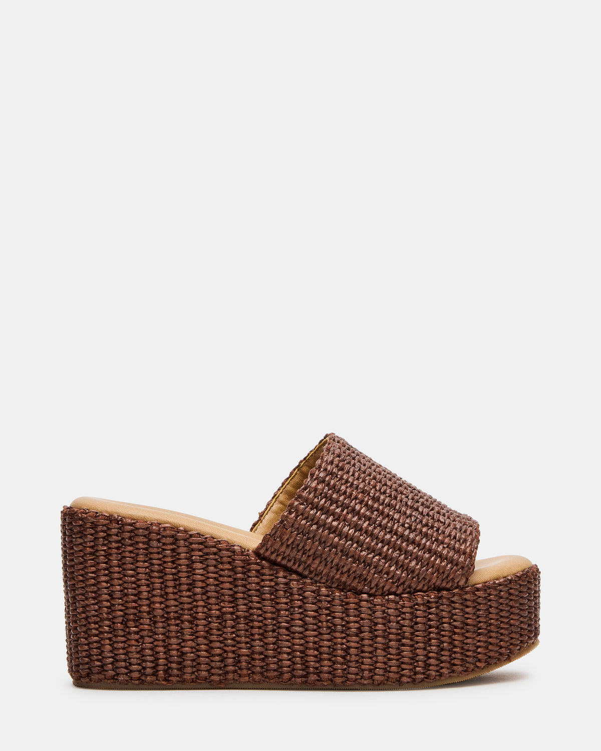 JETTY Brown Raffia Platform Wedge Women's Sandal | Steve Madden outlet
