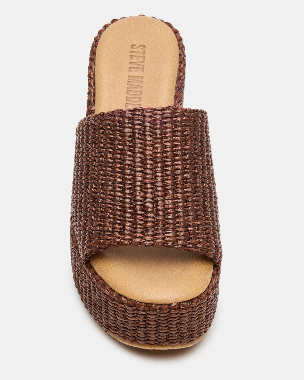 JETTY Brown Raffia Platform Wedge Women's Sandal | Steve Madden outlet