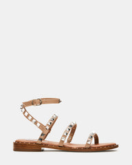 TRAVEL Tan Women's Studded Strappy Sandal | Steve Madden Sale