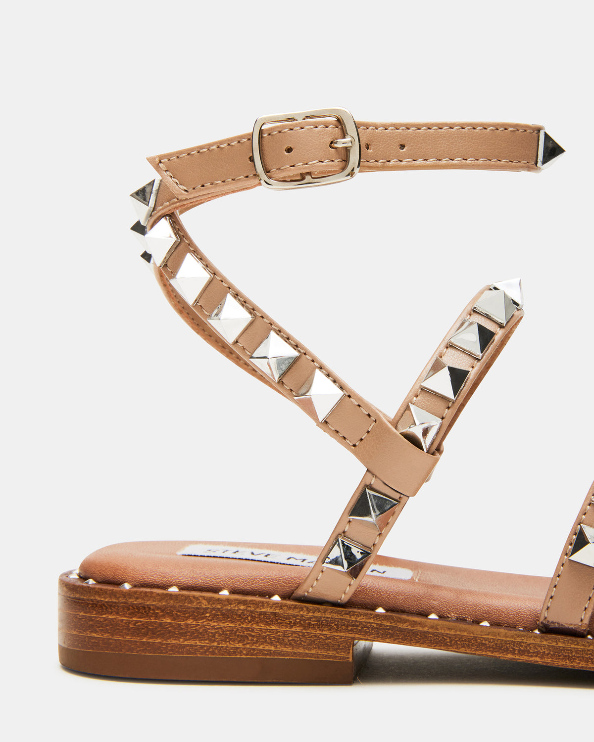 TRAVEL Tan Women's Studded Strappy Sandal | Steve Madden Sale