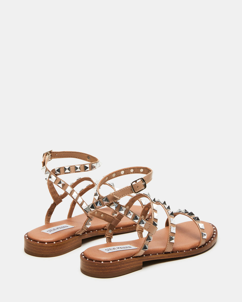 TRAVEL Tan Women's Studded Strappy Sandal | Steve Madden Sale