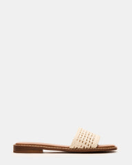 SNIDER White Square-Toe Slide Woven Women's Sandal | Steve Madden on Sale