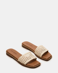 SNIDER White Square-Toe Slide Woven Women's Sandal | Steve Madden on Sale