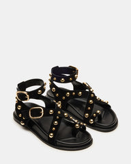 LINEAR Black Suede Strappy Footbed Studded Women's Sandal | Steve Madden for Sale