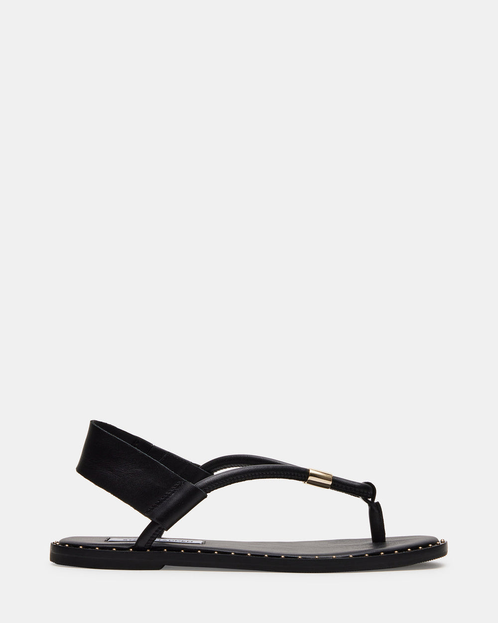MEDUZA Black Leather Women's Studded Thong Sandal | Steve Madden discount