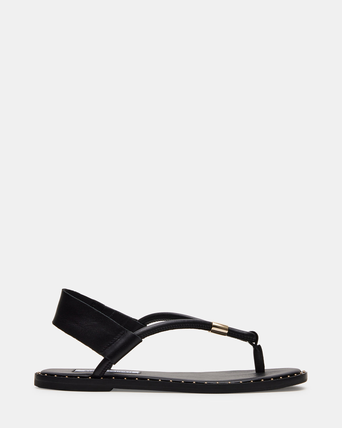 MEDUZA Black Leather Women's Studded Thong Sandal | Steve Madden discount