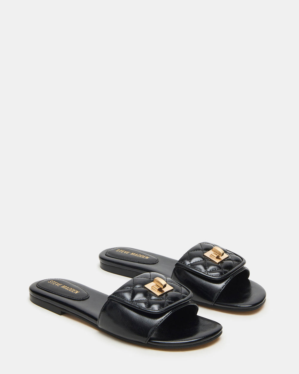 MORELAND Black Quilted Slide Women's Sandal | Steve Madden for Sale