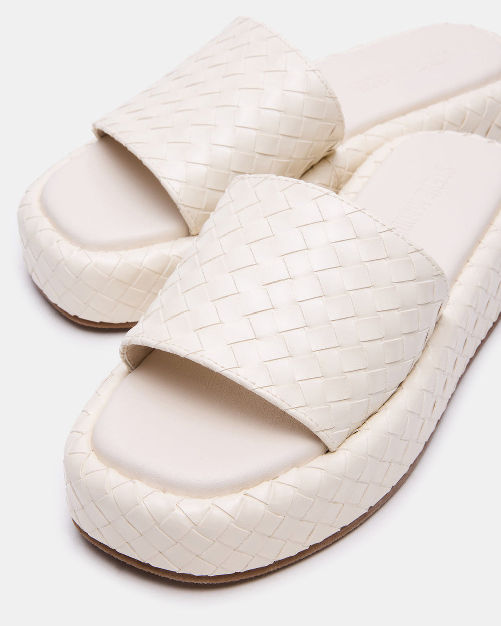 BEACHY Quilted Bone Platform Slide Women's Sandal | Steve Madden on Sale